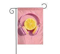 Bandiera da giardino con limoni e cuffie, 30 x 45 cm, verticale, double face, decorazione per case in campagna, vacanze, esterni, bandiera da cortile
