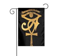 Bandiera da giardino con l'occhio dorato della dea egizia Horus, per esterni, patio, per feste, decorazione (30,5 x 45,7 cm)