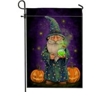 Bandiera da giardino con mago di Halloween, bandiera viola con pozione magica per la casa, bandiera da cortile in iuta su entrambi i lati, decorazione per esterni, 30,5 x 45,7 cm