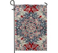 Bandiera da giardino con mandala patriottico, rosso blu e bianco, decorazione per la casa e il giardino, decorazione tradizionale su entrambi i lati, per esterni, vacanze estive e feste, 30,5 x 45,7