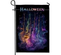 Bandiera da giardino con manico di scopa di Halloween, striscione colorato per esterni, bandiera da giardino in iuta su entrambi i lati, per feste autunnali, decorazione per prato 30,5 x 45,7 cm