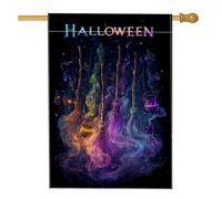 Bandiera da giardino con manico di scopa di Halloween, striscione colorato per esterni, bandiera da giardino in iuta su entrambi i lati, per feste autunnali, decorazione per prato, 71 x 101 cm