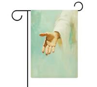 Bandiera da giardino con mano di Gesù in veste bianca, per vacanze stagionali, in iuta su entrambi i lati, 30,5 x 45,7 cm