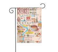 Bandiera da giardino con mappa di Roma con punti di riferimento, stampa Illus, 30,5 x 45,7 cm, verticale su entrambi i lati, bandiera decorativa per interni ed esterni
