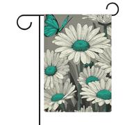 Bandiera da giardino con margherite bianche e turchese, per le festività stagionali, in iuta, su entrambi i lati, 30,5 x 45,7 cm