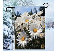 Bandiera da giardino con margherite bianche selvatiche, unica per tutte le stagioni, resistente allo sbiadimento, squisita decorazione per festival, bandiere da giardino alla moda, stendardo di sfon