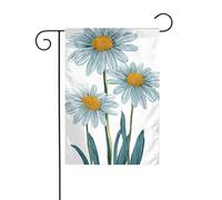 Bandiera da giardino con margherite e fiori retrò, 30 x 45 cm, verticale su entrambi i lati, decorazione per casa colonica, vacanze, esterni, bandiera da cortile