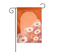 Bandiera da giardino con margherite e funghi arancioni e bianchi, 30 x 45 cm, verticale su entrambi i lati, decorazione per casa colonica