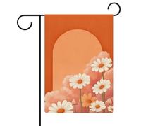 Bandiera da giardino con margherite e funghi arancioni e bianchi, in iuta su entrambi i lati, 30,5 x 45,7 cm