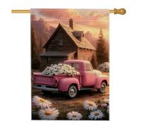 Bandiera da giardino con margherite pesche primaverili ed estive, bandiera vintage floreale per la casa, bandiera da cortile in iuta su entrambi i lati, per decorazione esterna del prato, 71 x 101 cm