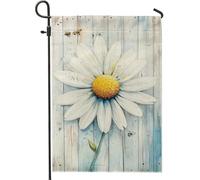 Bandiera da giardino con margherite primaverili ed estive, bandiere bianche floreali per la casa, bandiera da giardino in iuta su entrambi i lati, per decorazione esterna del prato, 30,5 x 45,7 cm