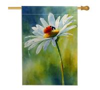 Bandiera da giardino con margherite primaverili ed estive, con fiori bianchi, decorazione per esterni, bandiera da giardino in iuta su entrambi i lati, 71 x 101 cm
