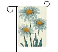 Bandiera da giardino con margherite retrò e fiori stagionali in iuta double face, 30,5 x 45,7 cm