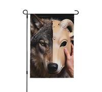 Bandiera da giardino con maschera di lupo e pecora, stampa su entrambi i lati, per veranda e prato, 71 x 101 cm