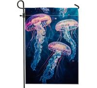 Bandiera da giardino con meduse subacquee, bandiera blu marina per esterni, bandiera decorativa in tessuto su entrambi i lati, per la decorazione del prato domestico 30,5 x 45,7 cm