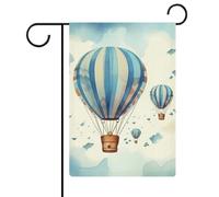 Bandiera da giardino con mongolfiera blu su entrambi i lati, 30,5 x 45,7 cm, bandiera verticale in lino, bandiere per la casa durevoli per feste decorative all'aperto