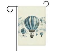 Bandiera da giardino con mongolfiera blu su entrambi i lati, 30,5 x 45,7 cm, bandiera verticale in lino, bandiere per la casa durevoli per feste decorative all'aperto