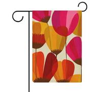 Bandiera da giardino con motivi floreali astratti retrò metà secolo bandiera da giardino stagionale vacanza juta doppia faccia casa cortile bandiere esterne 30,5 x 45,7 cm