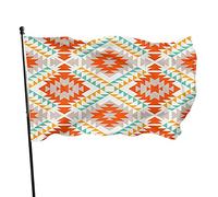 Bandiera da giardino con motivi geometrici etnici 3x5 FT Triangolo retrò Bandiera da cortile in poliestere floreale verde americano Casa Patio Prato Striscione di auguri per interni ed esterni