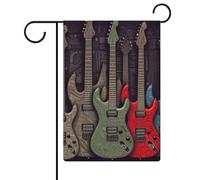 Bandiera da giardino con motivo a chitarra, 30,5 x 45,7 cm, doppia faccia, bandiera estiva, bandiera floreale, benvenuto, giardino, decorazioni stagionali per le vacanze