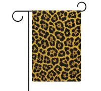 Bandiera da giardino con motivo a pelle di leopardo giallo nero e nero per vacanze stagionali in iuta double face bandiere esterne 30,5 x 45,7 cm