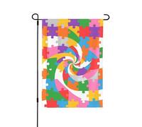 Bandiera da giardino con motivo a vortice a puzzle, 32 x 48 cm, double face, decorativa per esterni, in poliestere, resistente alle intemperie, per prato, patio, balcone, cortile, decorazione per la