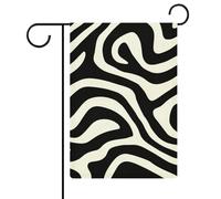 Bandiera da giardino con motivo a vortice bianco e nero con linee astratte ondulate, bandiere da giardino per vacanze stagionali su entrambi i lati, 30,5 x 45,7 cm