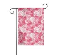 Bandiera da giardino con motivo a vortici bianchi rosa 30 x 45 cm verticale su entrambi i lati per fattoria vacanze esterne decorazioni da cortile bandiera