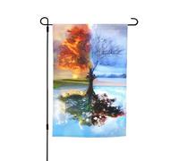 Bandiera da giardino con motivo albero della vita quattro stagioni, 45 x 30 cm, perfetta per vacanze al mare e decorazioni per feste all'aperto