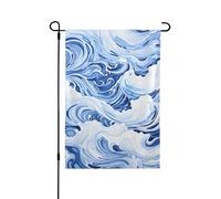 Bandiera da giardino con motivo astratto dell'oceano e onde, 70 x 102 cm, double face, decorativa per esterni, in poliestere, resistente alle intemperie, per prato, patio, balcone, cortile