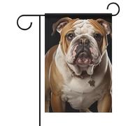 Bandiera da giardino con motivo Bulldog inglese, primavera ed estate, floreale, 12 x 18 pollici, decorazione da esterno bifacciale per primavera, inverno e fattoria, resistente allo sbiadimento e fa
