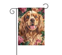 Bandiera da giardino con motivo Cocker Spaniel americano, 12x18, verticale, bifacciale, decorazione per esterni per le feste in stile fattoria.