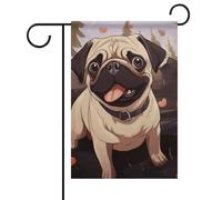Bandiera da giardino con motivo floreale, motivo: carlino, primavera, estate, 12 x 18 pollici, decorazione da esterno bifacciale per primavera, inverno, fattoria, resistente allo sbiadimento e facil