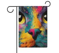 Bandiera da giardino con motivo gatto, colore a spruzzi, in iuta su entrambi i lati, 30,5 x 45,7 cm