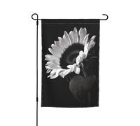 Bandiera da giardino con motivo girasole, nera e grigia, stampata su entrambi i lati, graziosa bandiera rustica per decorazioni da esterno, 30,5 x 45,7 cm.