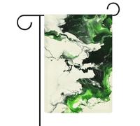 Bandiera da giardino con motivo in marmo bianco e nero con venature verdi, bandiera da giardino, cortile, bandiera esterna per vacanze stagionali in iuta su entrambi i lati, 30,5 x 45,7 cm