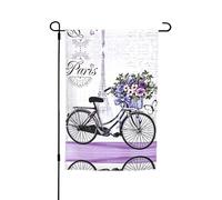 Bandiera da giardino con motivo Love on the bike, 45 x 30 cm, perfetta per vacanze al mare e decorazioni per feste all'aperto
