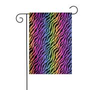 Bandiera da giardino con motivo zebrato arcobaleno, 30 x 45 cm, verticale, double face, decorazione per case in campagna, vacanze, esterni, bandiera da cortile