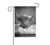 Bandiera da giardino con mucca delle Highland in una vasca da bagno, 30 x 45 cm, verticale su entrambi i lati, decorazione per casa colonica
