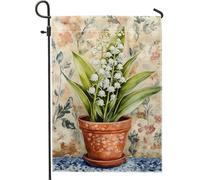 Bandiera da giardino con mughetto primaverile ed estivo, striscione decorativo per la casa con campanula bianca, decorazione per prato esterno in iuta su entrambi i lati, bandiera estetica floreale da
