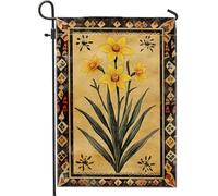 Bandiera da giardino con narcisi gialli primaverili, decorazione floreale per la casa, striscione per esterni in iuta naturale su entrambi i lati, espositore stagionale per prato 30,5 x 45,7 cm