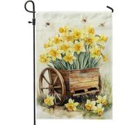 Bandiera da giardino con narcisi primaverili ed estivi, decorazione rustica floreale gialla, bandiere da giardino, bandiera da giardino su entrambi i lati, bandiera da cortile per vacanze all'aperto