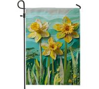 Bandiera da giardino con narcisi primaverili ed estivi, fiori gialli per esterni, striscione decorativo per la casa, bandiera su entrambi i lati, in iuta, decorazione per cortile, feste, vacanze