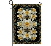 Bandiera da giardino con narcisi primaverili ed estivi, motivo floreale giallo, striscione decorativo per la casa, bandiera in iuta su entrambi i lati, decorazione per prato all'aperto per vacanze e
