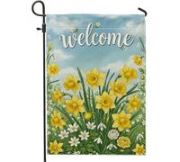 Bandiera da giardino con narciso, primaverile floreale bucaneve verde primavera gialla doppia faccia bandiere decorative per cortile esterno patio prato anteriore portico balcone 30,5 x 45,7 cm