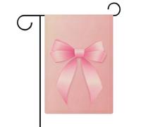 Bandiera da giardino con nastro rosa con fiocco per vacanze stagionali su entrambi i lati, 30,5 x 45,7 cm