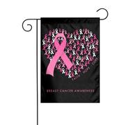 Bandiera da giardino con nastro rosa, fede, speranza, amore e girasole, per la sensibilizzazione sul cancro al seno, 12 x 18 pollici, bandiere da esterno bifacciali, striscioni di benvenuto, bandiera