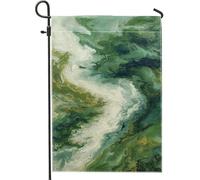Bandiera da giardino con natura astratta verde, colori vorticosi artistici per la casa e il giardino, bandiera da giardino in iuta su entrambi i lati, decorazione per esterni, 30,5 x 45,7 cm