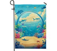 Bandiera da giardino con oceano sottomarino, decorazione blu marina, bandiera su entrambi i lati, in iuta, decorazione estiva per esterni, 30,5 x 45,7 cm