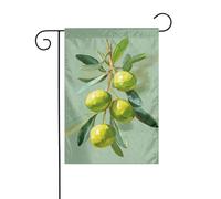 Bandiera da giardino con olive su un ramo, 30 x 45 cm, verticale, double face, decorazione per casa colonica, vacanze, esterni, bandiera da cortile